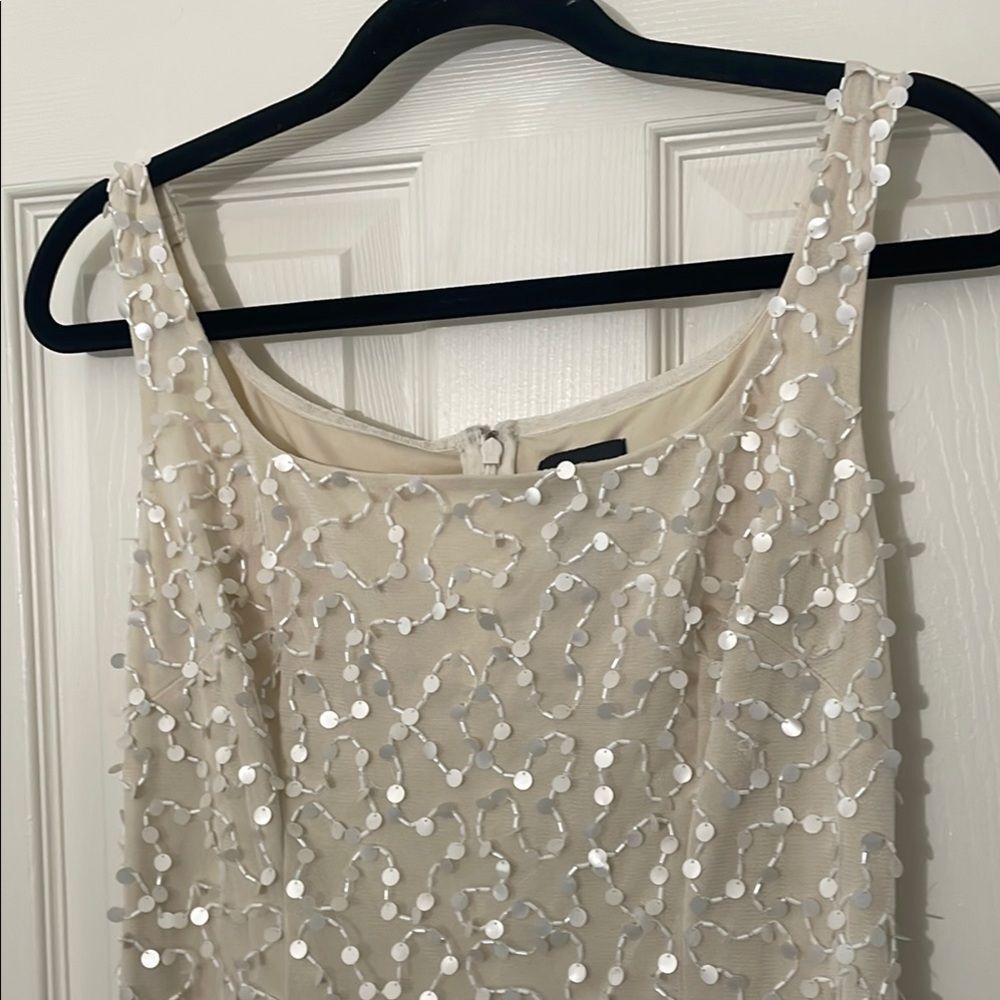 ADRIANNA PAPELL Short Ivory Beaded Cocktail Dress Short Shift Dress 6 - Picture 5 of 8